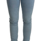 Acht Blue Cotton Stretch Hem Slim Fit Women Denim Trouser