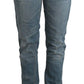 Acht Blue Washed Cotton Folded Hem Women Trouser