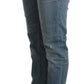 Acht Blue Washed Cotton Folded Hem Women Trouser