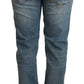Acht Blue Washed Cotton Folded Hem Women Trouser