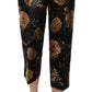 Dolce & Gabbana Black Gold Floral Jacquard Cropped Pants