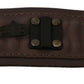 Scervino Street Brown Leather Branded Wide Buckle Closure Bracelet