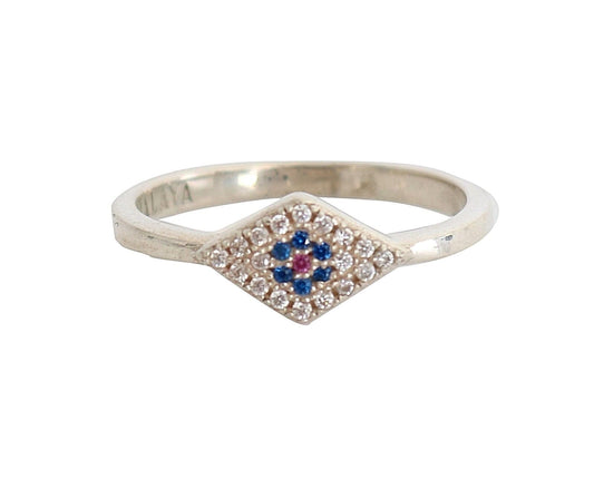 Nialaya Blue Red CZ 925 Silver Womens Clear Ring