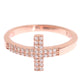 Nialaya Pink Gold 925 Silver Womens Cross CZ Ring