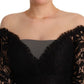 Dolce & Gabbana Black Lace Long Sleeves Knee Length Dress