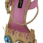 Dolce & Gabbana Beige Rhinestones Wedge Heel Sandals Shoes