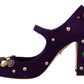 Dolce & Gabbana Purple Suede Embellished Pump Mary Jane Shoes