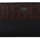 Dolce & Gabbana Black Zip Around Continental Clutch Exotic Leather Wallet