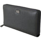 Dolce & Gabbana Gray Leather Zipper Continental Bill Card Coin Wallet