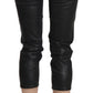 John Galliano Black Washed Mid Waist Slim Leg Cropped Denim Pants