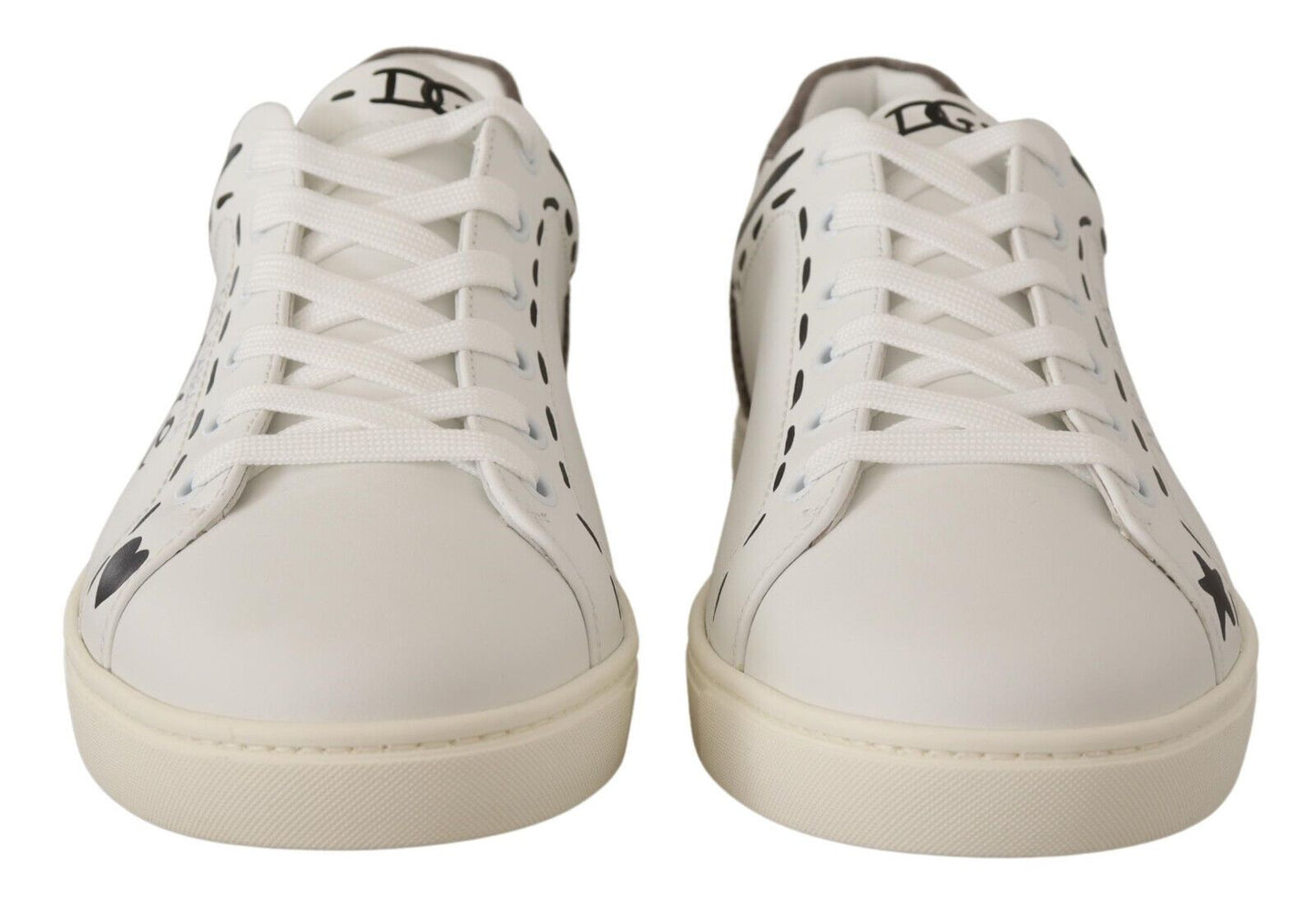 Dolce & Gabbana White Leather Gray LOVE Casual Sneakers Shoes