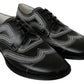 Dolce & Gabbana Black Leather Derby Formal White Lace Shoes