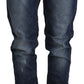 Acht Blue Washed Mid Waist Slim Fit Denim Folded Hem Jeans