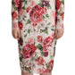 Dolce & Gabbana White Floral Lace Long Sleeves Sheath Dress