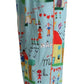 Dolce & Gabbana Light Blue Drawing Mid Waist Wide Leg Pants