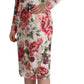 Dolce & Gabbana White Floral Lace Long Sleeves Sheath Dress