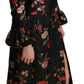 Dolce & Gabbana Black Floral Embroidered Jacket Coat