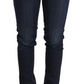 Acht Blue Washed Cotton Low Waist Skinny Denim Women Trouser Jeans