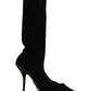 Dolce & Gabbana Black Stretch Socks Knee High Booties Shoes