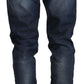 Acht Blue Washed Mid Waist Slim Fit Denim Folded Hem Jeans
