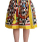 Dolce & Gabbana Multicolor Carretto High Waist A-line Pleated Skirt