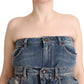Dolce & Gabbana Dark Blue Cotton Strapless Denim Jumpsuit Dress