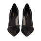 Dolce & Gabbana Black Mesh Leather Pointed Heels Pumps Shoes