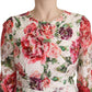 Dolce & Gabbana White Floral Lace Long Sleeves Sheath Dress