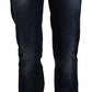 GF Ferre Dark Blue Washed Mid Waist Cotton Denim Straight Jeans
