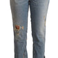 CYCLE Light Blue Distressed Mid Waist Cropped Denim Jeans