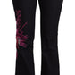 Exte Black Cotton Stretch Mid Waist Cotton Flared Denim Jeans