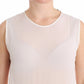 Koonhor White Pleated Bottom Tank Sheath Transparent Dress