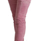 Acht Pink Cotton Low Waist Skinny Denim Cargo Jeans