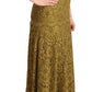 Dolce & Gabbana Brown Floral Lace Maxi Floor Length Dress