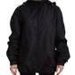 Dolce & Gabbana Black Printed Nylon Hooded Bomber Jacket
