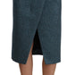 Koonhor Blue High Waist Pencil Straight Wrap Style Skirt