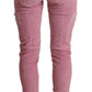 Acht Pink Cotton Low Waist Skinny Denim Cargo Jeans