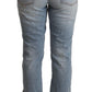 CYCLE Light Blue Distressed Mid Waist Cropped Denim Jeans