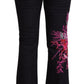 Exte Black Cotton Stretch Mid Waist Cotton Flared Denim Jeans