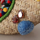 Dolce & Gabbana Multicolor PomPom Balls Crystals Hand Straw