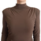 Patrizia Pepe Brown Acetate Long Sleeves Turtle Neck Sheath Dress