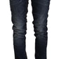 Acht Blue Washed Cotton Mid Waist Skinny Denim Jeans