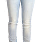 Acht Light Blue Washed Cotton Low Waist Skinny Denim Jeans