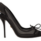 Dolce & Gabbana Black Mesh Leather Pointed Heels Pumps Shoes