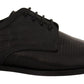 Dolce & Gabbana Black Exotic Leather Lace Up Formal Derby Shoes