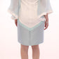 Sergei Grinko White Silk Sheath Formal Turquoise Dress