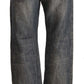 Acht Gray Washed Ramie Straight Denim Folded Hem Jeans