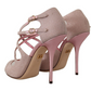 Dolce & Gabbana Pink Glittered Strappy Heels Sandals Shoes