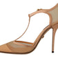 Dolce & Gabbana Beige Mesh T-strap Stiletto Heels Pumps Shoes