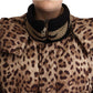 Dolce & Gabbana Brown Long Leopard Print Quilted Down Jacket